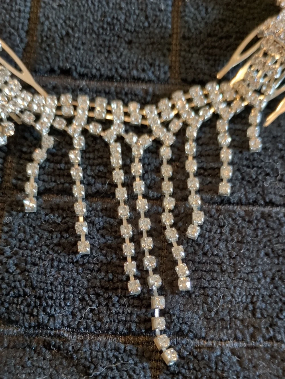 Bridal Crystal and Pearl Hair Comb - Silver Tone